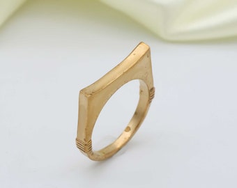 Bague barre rectangulaire minimaliste, bague moderne de tous les jours, bague barre rectangulaire géométrique, bague barre fine, chevalière étroite, bague en argent sterling