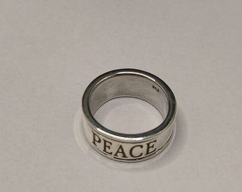 Sterling Silver Ring, Peace Ring,spinner Peace Band, Harry Styles