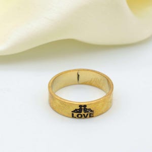 Couple Love Band Ring, Silver Love band Ring, Script Love Ring, Love heart band ring, Minimalist Love Ring, Love Jewelry, Engagement Ring