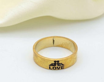 Couple Love Band Ring, Silver Love band Ring, Script Love Ring, Love heart band ring, Minimalist Love Ring, Love Jewelry, Engagement Ring