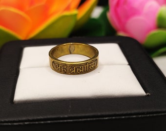 Religious band ring, OM mantra Spiritual ring, Brahmasmi Band ring, Mantra ring, Yoga jewelry, Meditation ring, Christmas gift, Women's ring