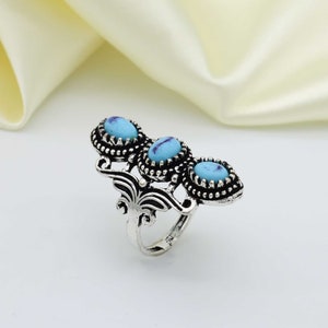 Natural Larimar Ring, Larimar Silver Ring, Larimar Ring, 925 Silver Larimar Ring, Larimar Statement Ring, Boho Ring, Mother&#39;s Day Gift ring