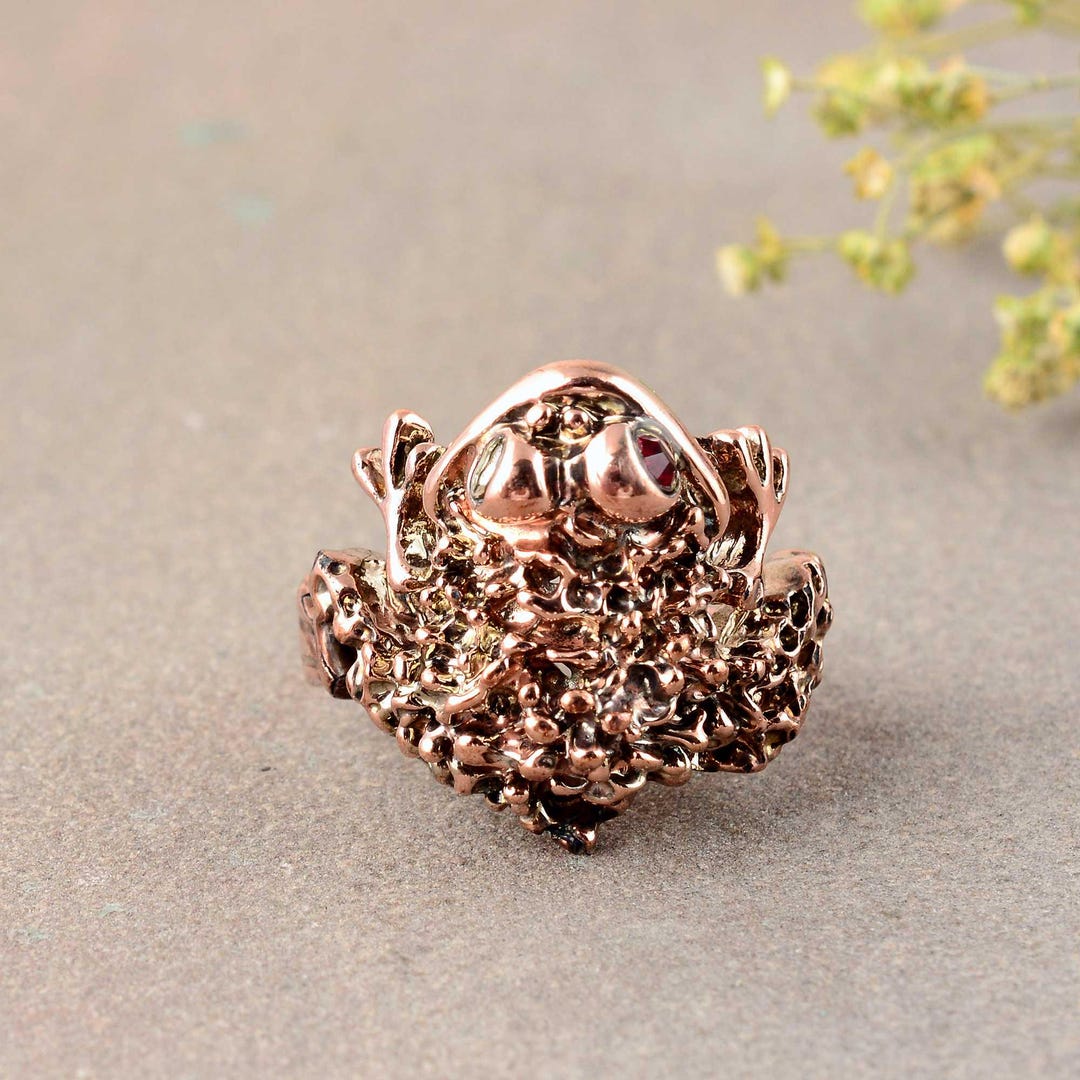 Silver Frog Ring, Frog on Lotus, Solid Silver Ring, Lucky Frog Ring ...