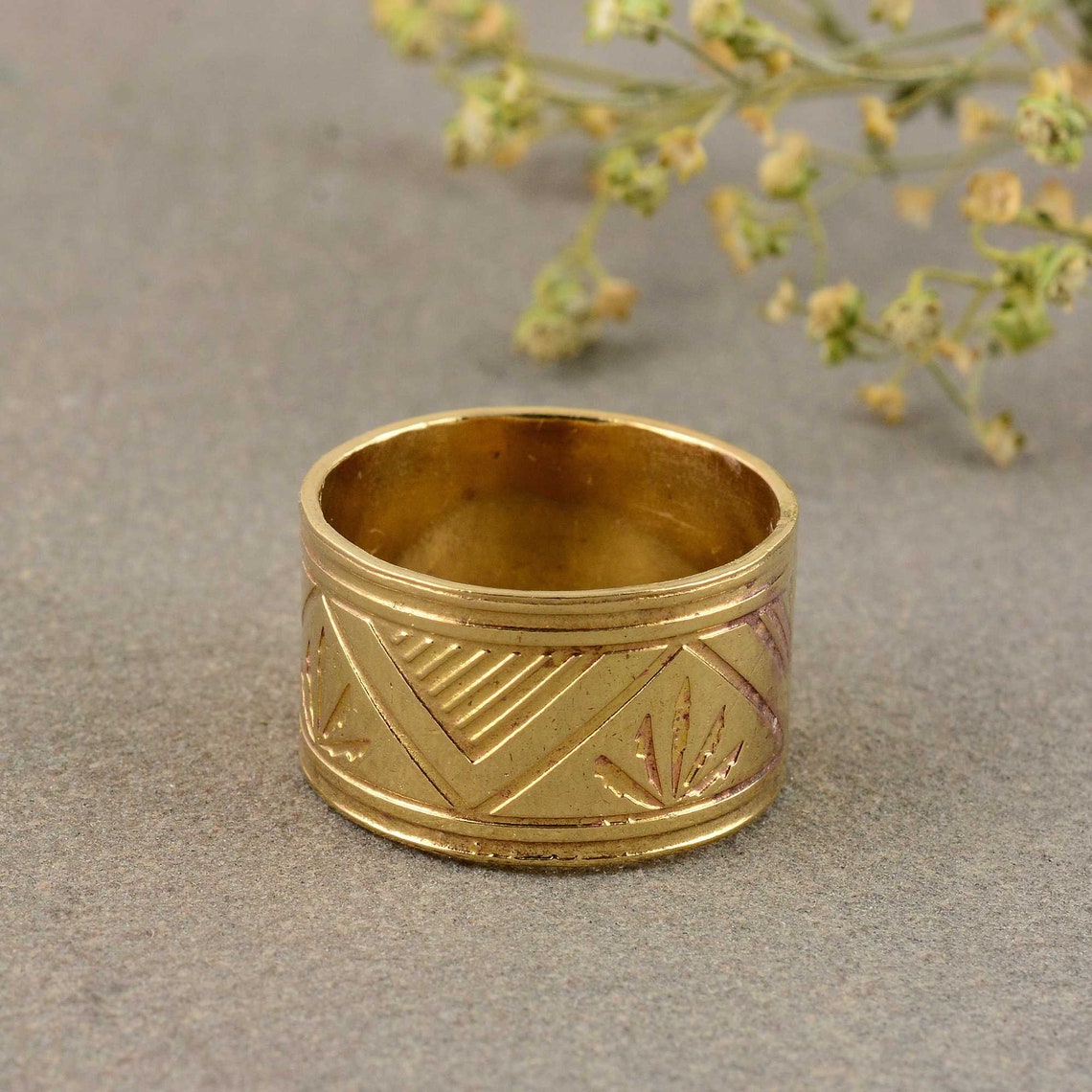 Simple Chunky Ring, Modern Wide Wedding Ring Band, Brushed Thick 925 ...