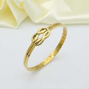 Love Knot Bracelet, Eternity Bracelet, Infinity Bangle, Mexican Jewelry, Gold Knot Bracelet, Friendship & Love Bracelet, Solid Brass Cuff