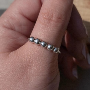 Anxiety Beads Ring, 925 Sterling silver Ring, Spinning Fidget Rings, Minimalist spinner for stress Relief Healing Gift, Anti Worry Rings