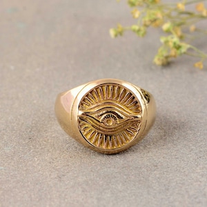 Evil Eye Ring, 925 sterling silver, Gold, Handmade, All Seeing Eye Ring, Eye of Providence Amulet Ancient Symbol, Men Ring, Gift For Her