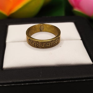 Sanskrit Mantra &quot;AHM BRAHMASHMI&quot; Sterling silver ring, Simple Band Ring in Silver, Silver Mantra Ring, Gifts for Her,Christmas gift,God gift