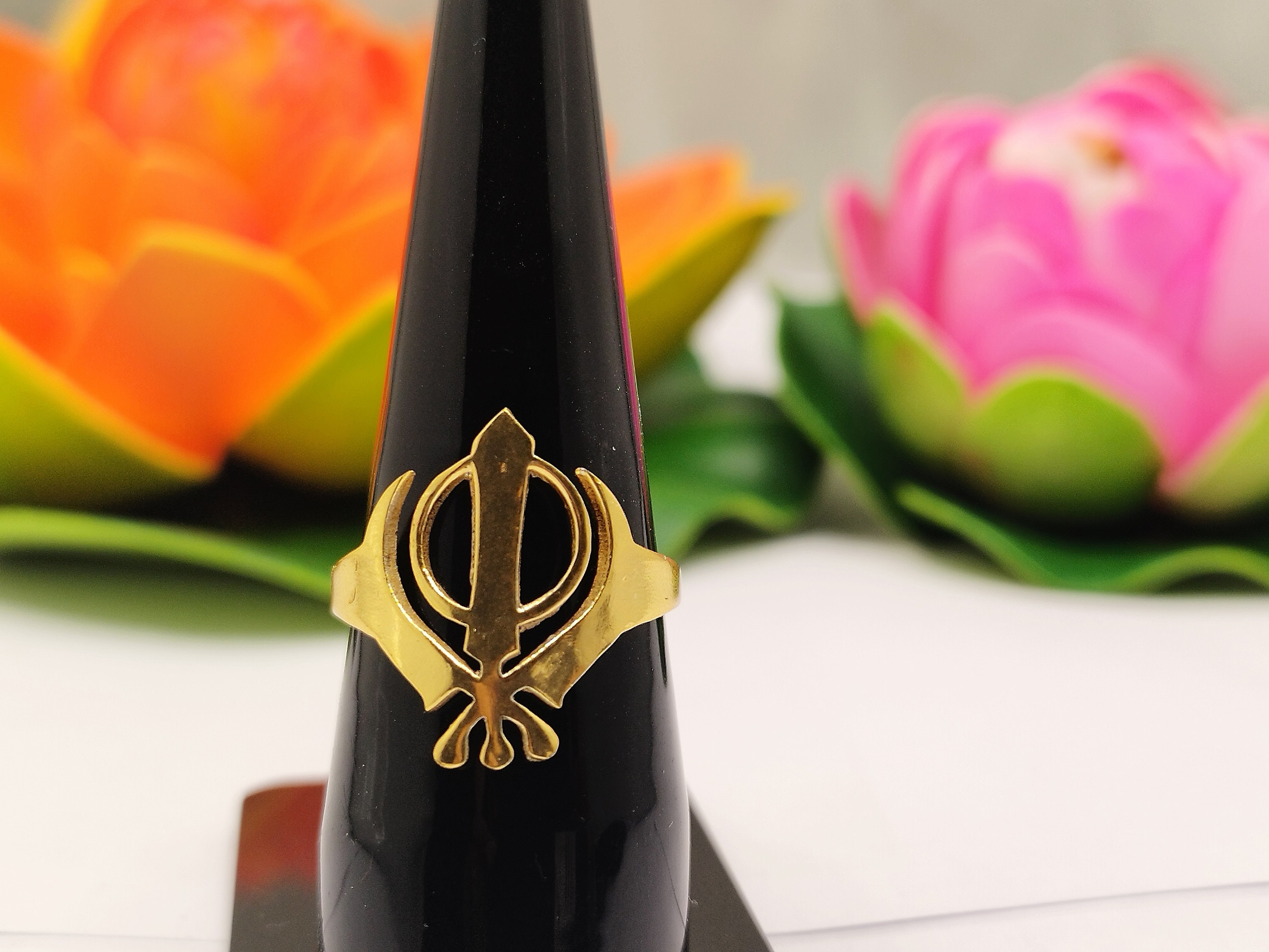 Sikh Rings Stone Handmade Sikh Khanda Khalsa Signet Men's Sterling Silver Ring, Gift for ...