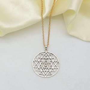 925 Sterling Silver Shri Yantra Mandala Necklace, Yoga Necklace, Mandala jewelry, talisman pendant, Shri yantra Sacred geometry Necklace