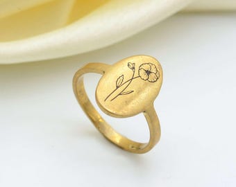 Hibiscus ring, Hibiscus flower ring, Tropical ring, Birth Flower ring, Custom Flower ring, Sun Flower ring, Floral Jewelry Women's Gift ring