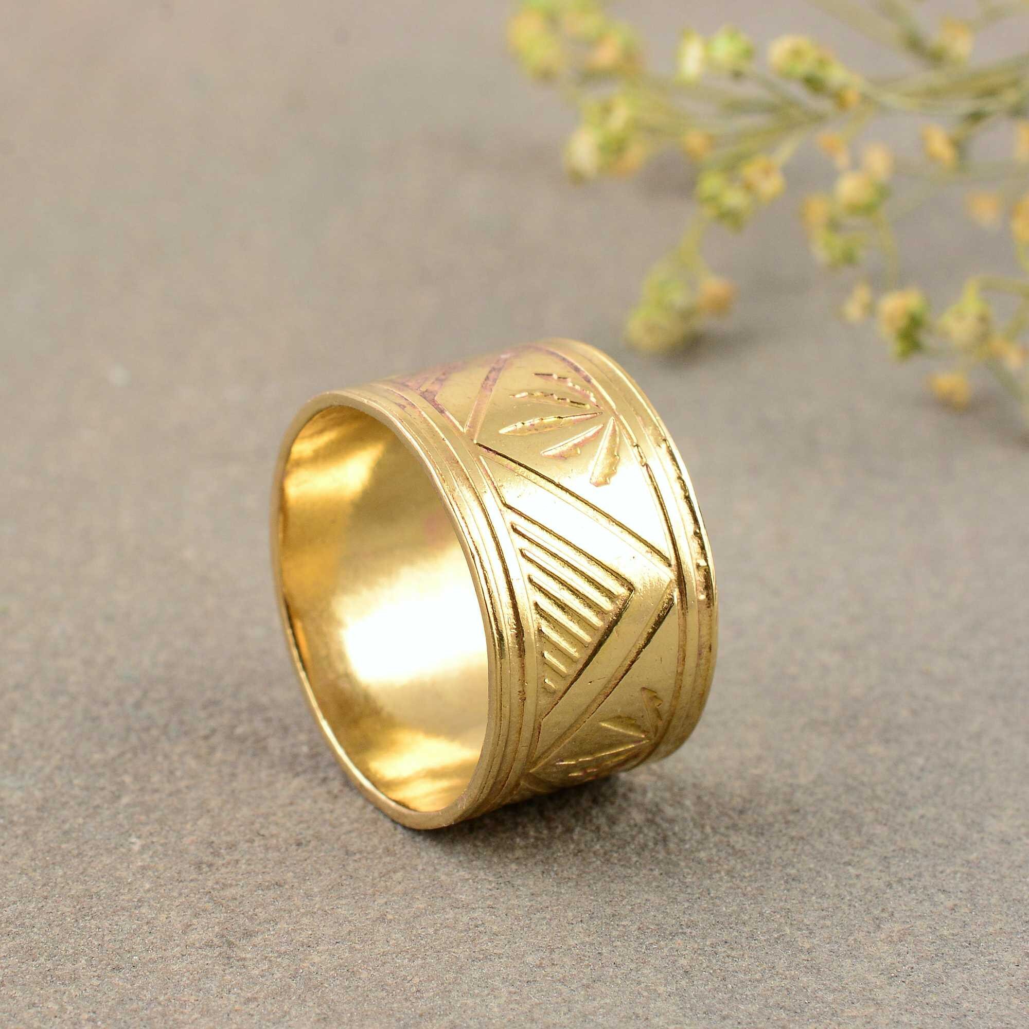 Simple Chunky Ring, Modern Wide Wedding Ring Band, Brushed Thick 925 ...