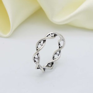 DNA Double Helix Ring, Hollow DNA Ring, 925 Stirling Silver Ring, Special Gift, Biology Gifts, DNA Jewelry, Christmas day Gift, Science ring