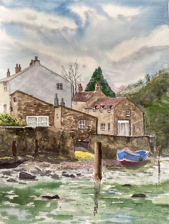 水彩画/時 a 榎木孝明】朝焼けの時 水彩画 榎木孝明】朝焼けの時 水彩画