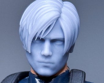 Cabeza esculpida a medida a escala 1/12 de Leon S. Kennedy RE4 Remake V3