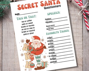 Secret Santa Questionnaire Office Gift Exchange Work Secret Santa ...