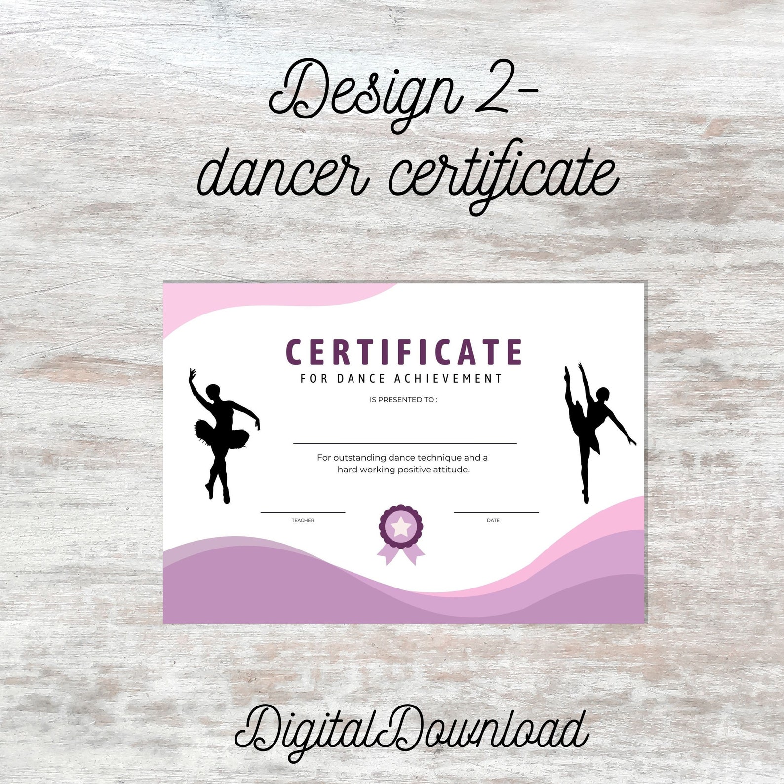 Dance Award Printable Dancer Certificate, Dancer of the Week Merit