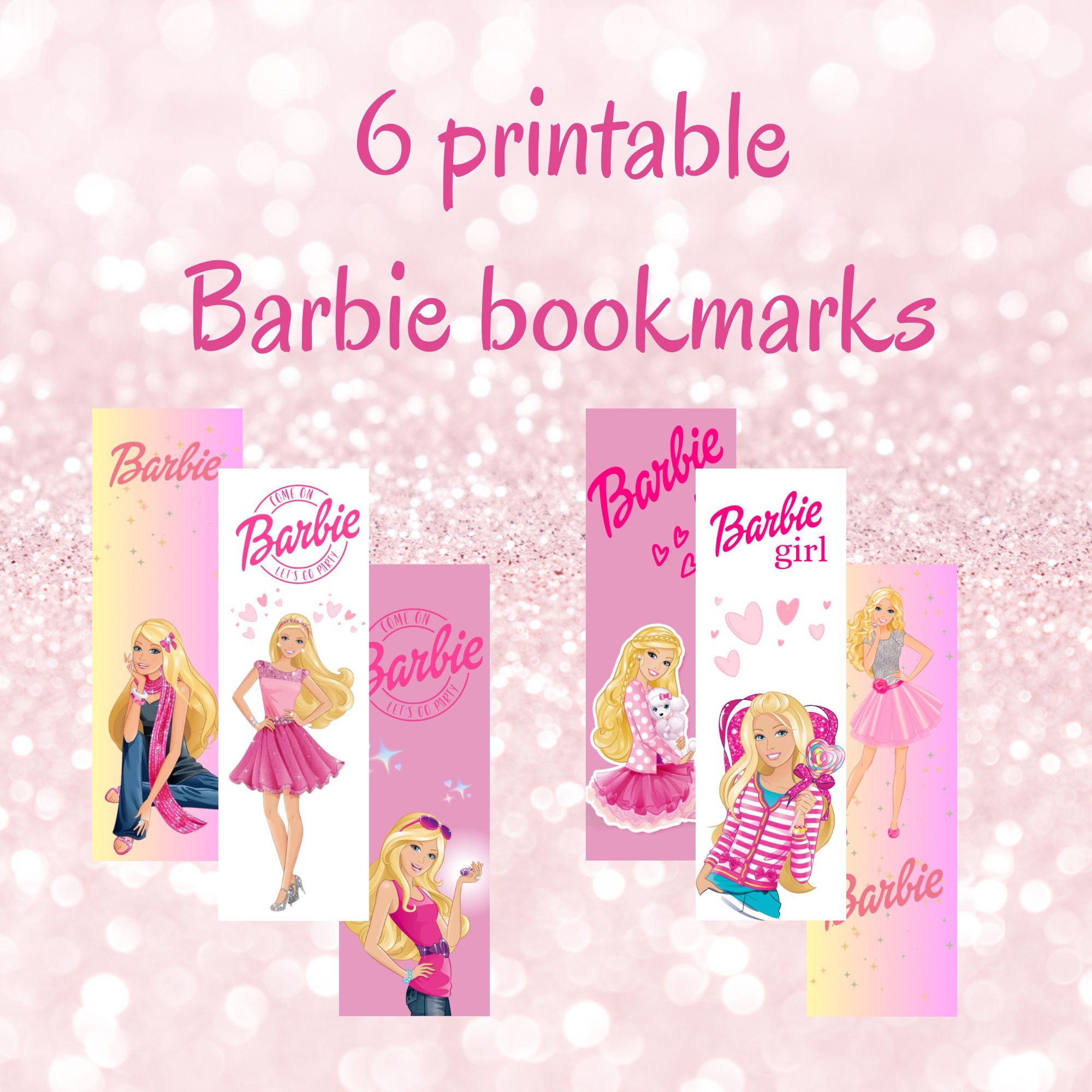 Pink Doll Bookmark Barbie Printable Bookmark for Kids Bookmark for Girl Barbie Party Favour ...