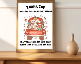 Christmas Delivery driver sign, Delivery Driver Snack Sign, Holiday Snack Sign Christmas Sign, Delivery Driver Thank You,Take A Treat Sign