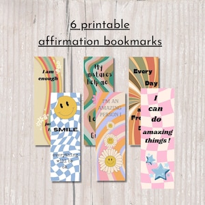 Motivational bookmark printable bookmarks affirmation kids bookmark retro cute bookmark preppy teacher appreciation gift thank you bookmark