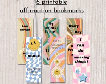 Motivational bookmark printable bookmarks affirmation kids bookmark retro cute bookmark preppy teacher appreciation gift thank you bookmark