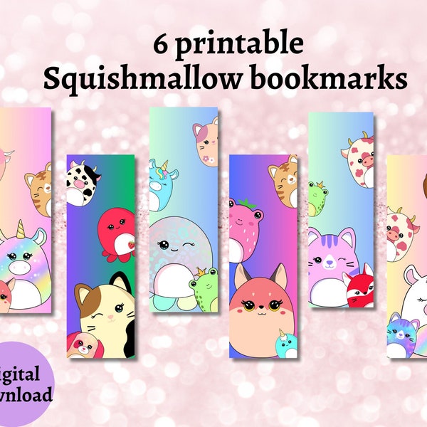 Squishmallow bookmark, printable Squishmallow bookmark, bookmark for kids, bookmark for girl, bookmark for boy, squishmallow party