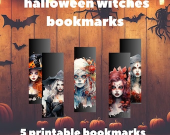 Marque-page Halloween sorcières Marque-page Halloween effrayant à imprimer witchy marque-page Halloween à imprimer
