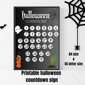 Halloween countdown sign printable Halloween countdown sign kitchen fridge Halloween sign kids Halloween countdown