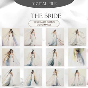 12 clipart de casal de noivos, noiva, clipart de aquarela para impressão, JPGs de alta qualidade, download digital, artesanato em papel, diário de lixo, decoupage