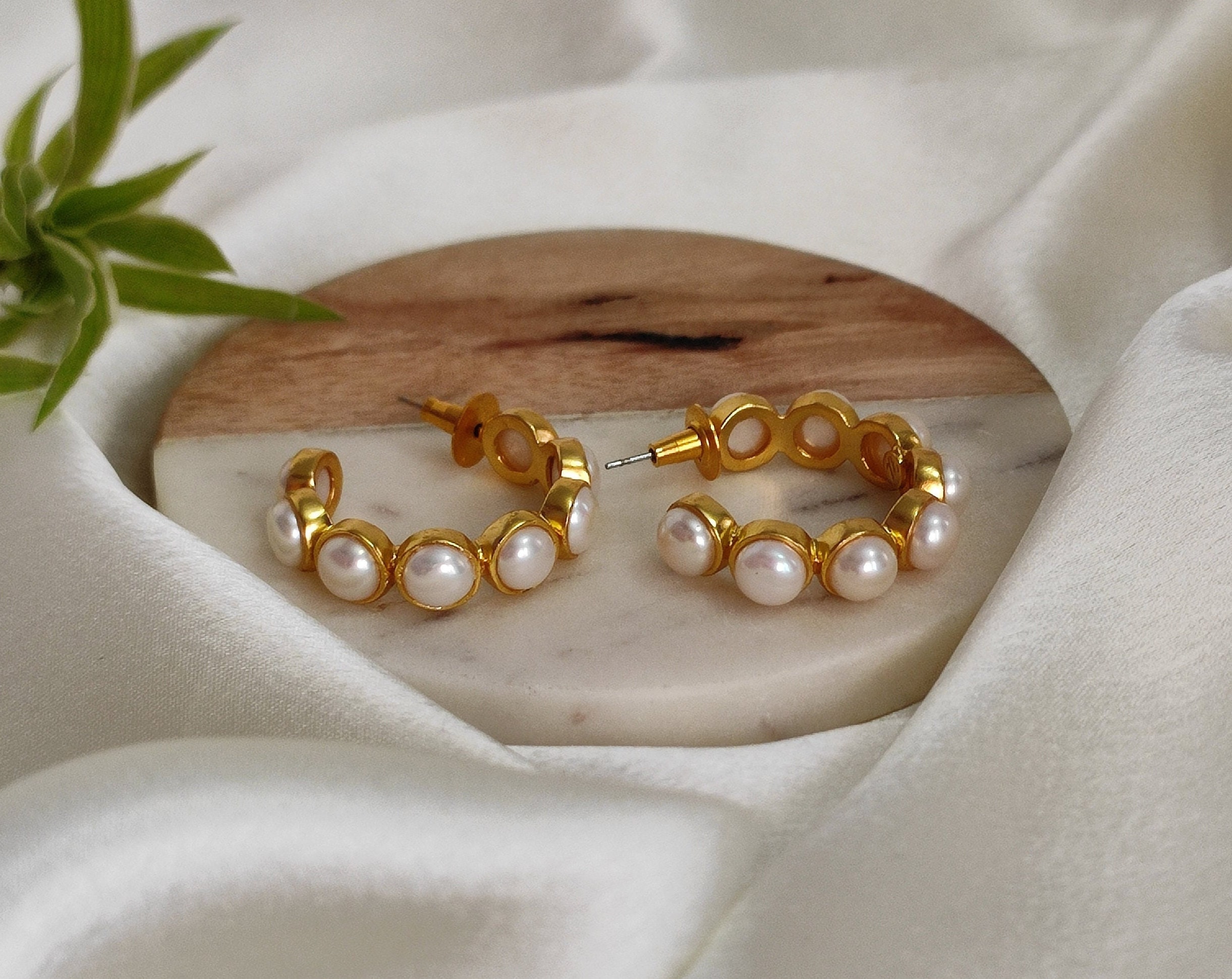 Pearl Hoop Earrings, Huggie Hoops Earrings Pearl Jewelry, Huggie Earrings, Fun Earrings Gold Hoop Earrings, Lesbian Earrings Gift For Her
