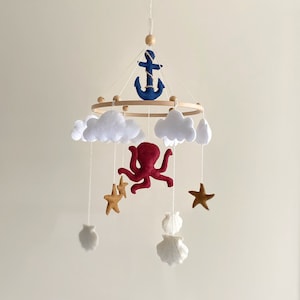 Mobile pour bébé pieuvre, décoration de berceau de coquillages, mobile pour chambre d&#39;enfant, étoiles de mer