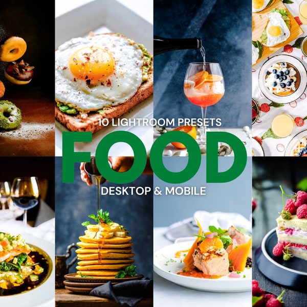 10 FOOD Preset Lightroom mobile and Desktop Preset | Food Presets, Food Blogger Presets, Food Filters, Tasty food, Pretty Food, Yummy food