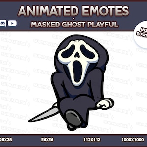 Animierter Chibi Masked Geist Spielerisch Emote: Halloween Twitch, Discord, YouTube (Digital Download)