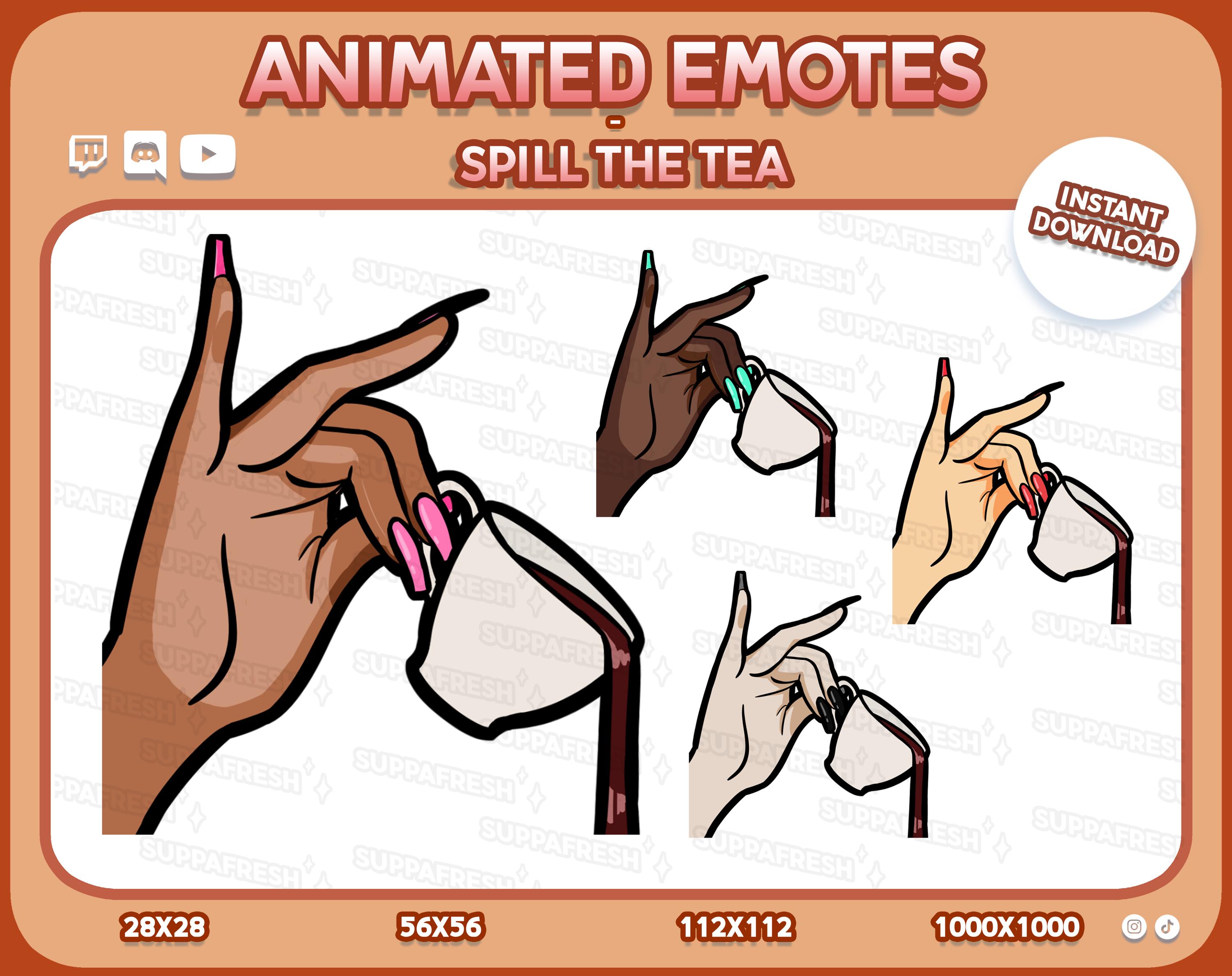 4x Animated SPILL THE TEA Meme Gossip Emote: Twitch, Discord, Youtube ...