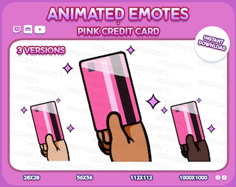 3x Animated Pink Credit Card Emote: Twitch, Discord, YouTube (Digital Download)