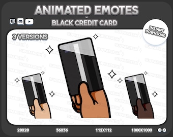 3x Animated Black Credit Card Pay now Emote: Twitch, Discord, YouTube (Digital Download)