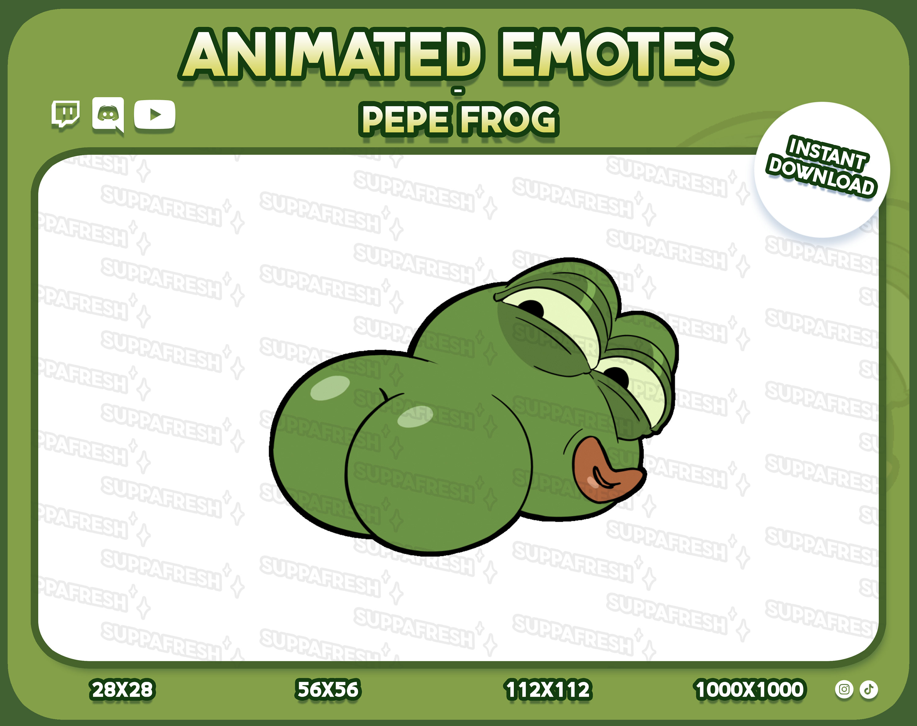 Animated Pepe Twerk Emote: Twitch, Discord, Youtube, Slack (Digital Download)