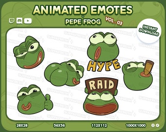 Animated PEPE FROG Emotes VOL.03 - Twitch, Discord, Youtube, Slack (Digital Download)