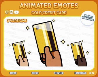 3x Animated Gold Credit Card Gold Pay now Emote: Twitch, Discord, YouTube (Digital Download)