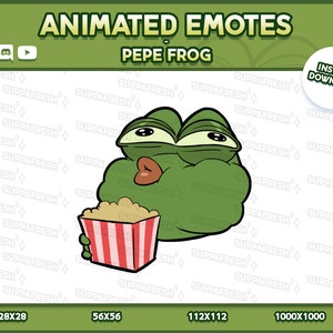 Animated PEPE FROG Emotes High Quality &quot;EATING&quot; - Twitch, Discord, Youtube, Slack - Digital drawn