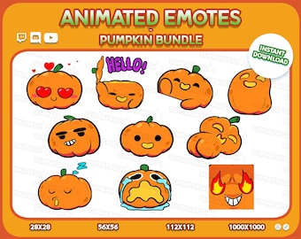 10x Animated Pumpkin Bundle Halloween Spooky Emote: Twitch, Discord, YouTube (Digital Download)