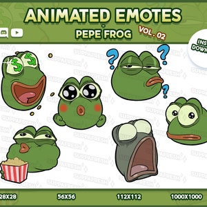 Animierte PEPE FROG Emotes High Quality VOL.02 - Twitch, Discord, Youtube, Slack - Digital gezeichnet