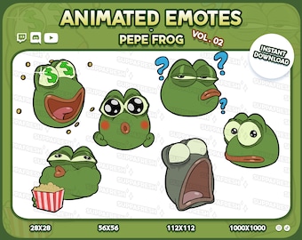 Animated PEPE FROG Emotes Vol.02: Twitch, Discord, Youtube, Slack (Digital Download)