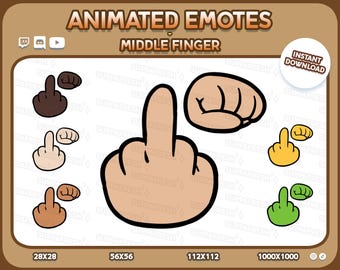 6x Animated Middle Finger Funny Meme Emote: Twitch, Discord, YouTube (Digital Download)