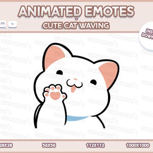 Animated CUTE CAT WAVING Emote High Quality - Twitch, Discord, Youtube, Slack - Digital drawn