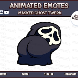 Animated Masked Ghost Twerk Emote: Halloween Twitch, Discord, YouTube (Digital Download)