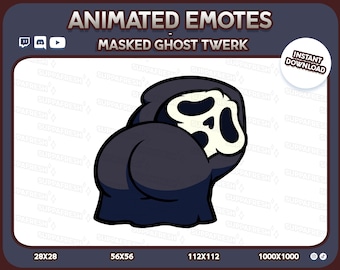 Geanimeerde Masked Ghost Twerk-emote: Halloween Twitch, Discord, YouTube (digitale download)