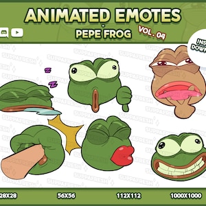 Animated PEPE FROG Emotes VOL.04 - Twitch, Discord, Youtube, Slack (Digital Download)