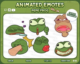 Animated PEPE FROG Emotes VOL.04 - Twitch, Discord, Youtube, Slack (Digital Download)
