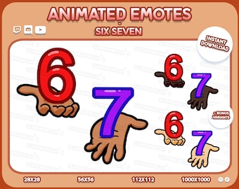 3 émotes animées 6-7 Six Seven Meme : Twitch, Discord, YouTube (téléchargement numérique)